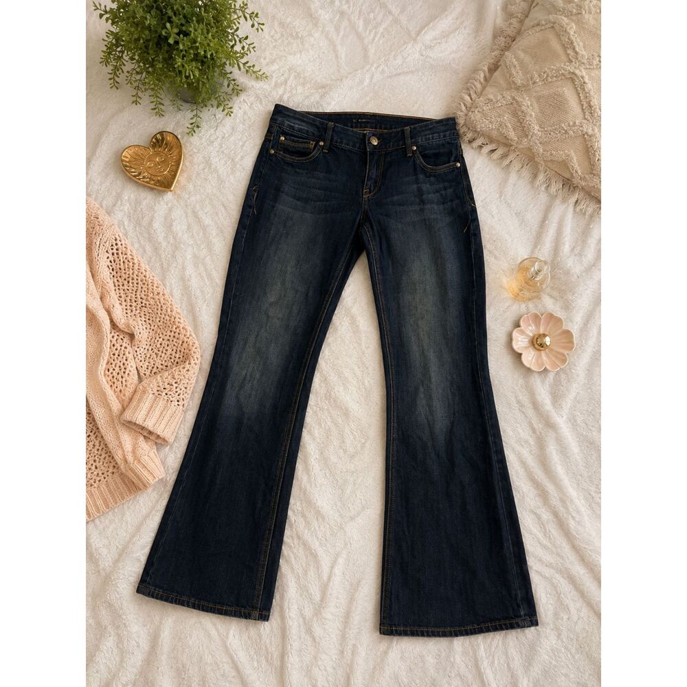 Express Stella Jeans Womens 10 Low Rise Bootcut Dark Wash Y2K Stretch Denim